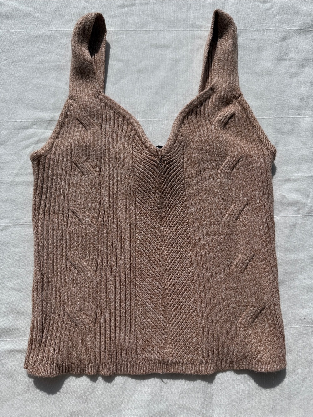 Express Dusty Taupe Knit V-Neck Tank